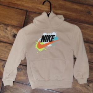 Nike Kids Beige Hoodie with Colorful Logo